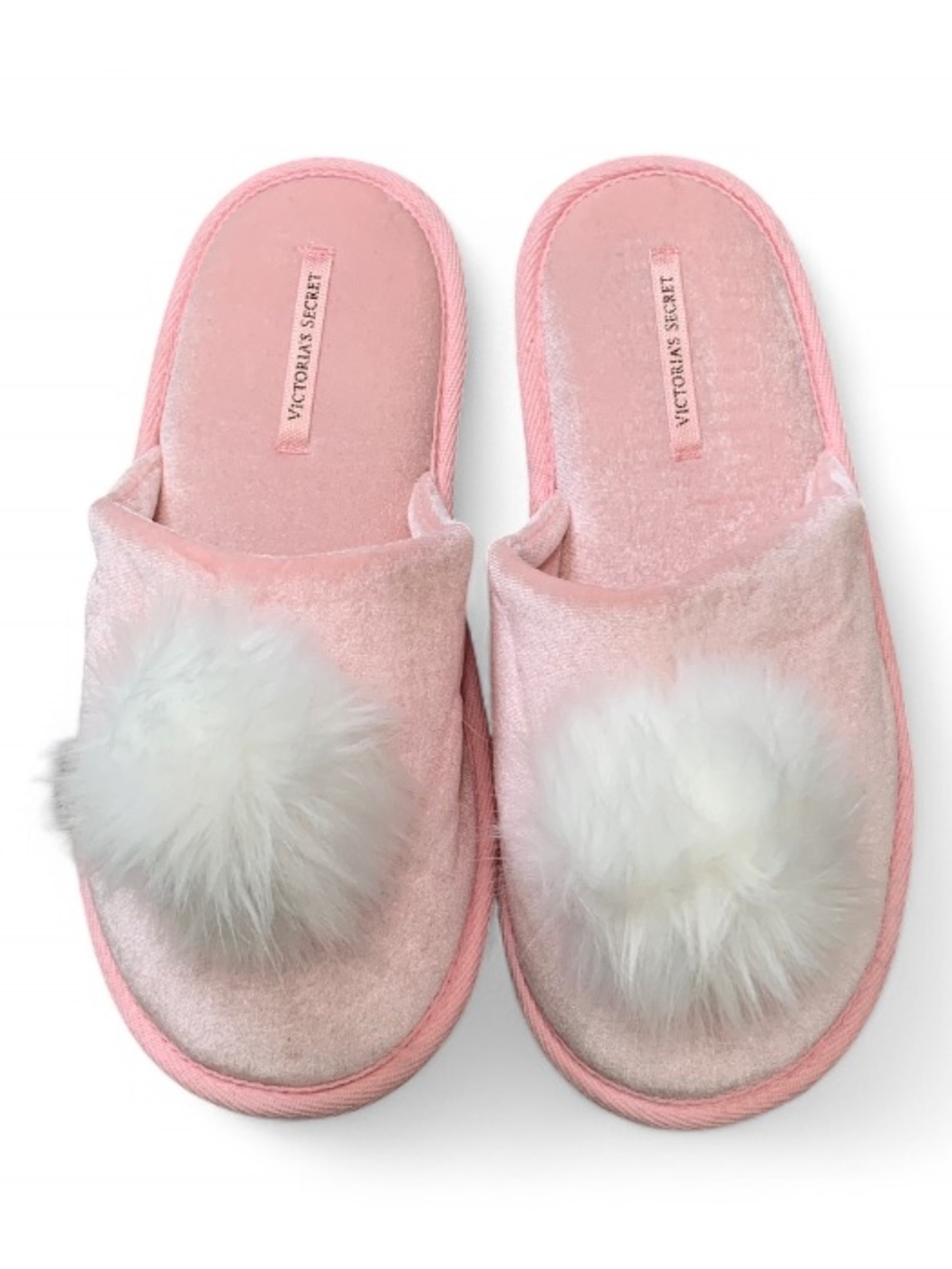 Victoria's Secret Pink Plush Pom Slide Slippers